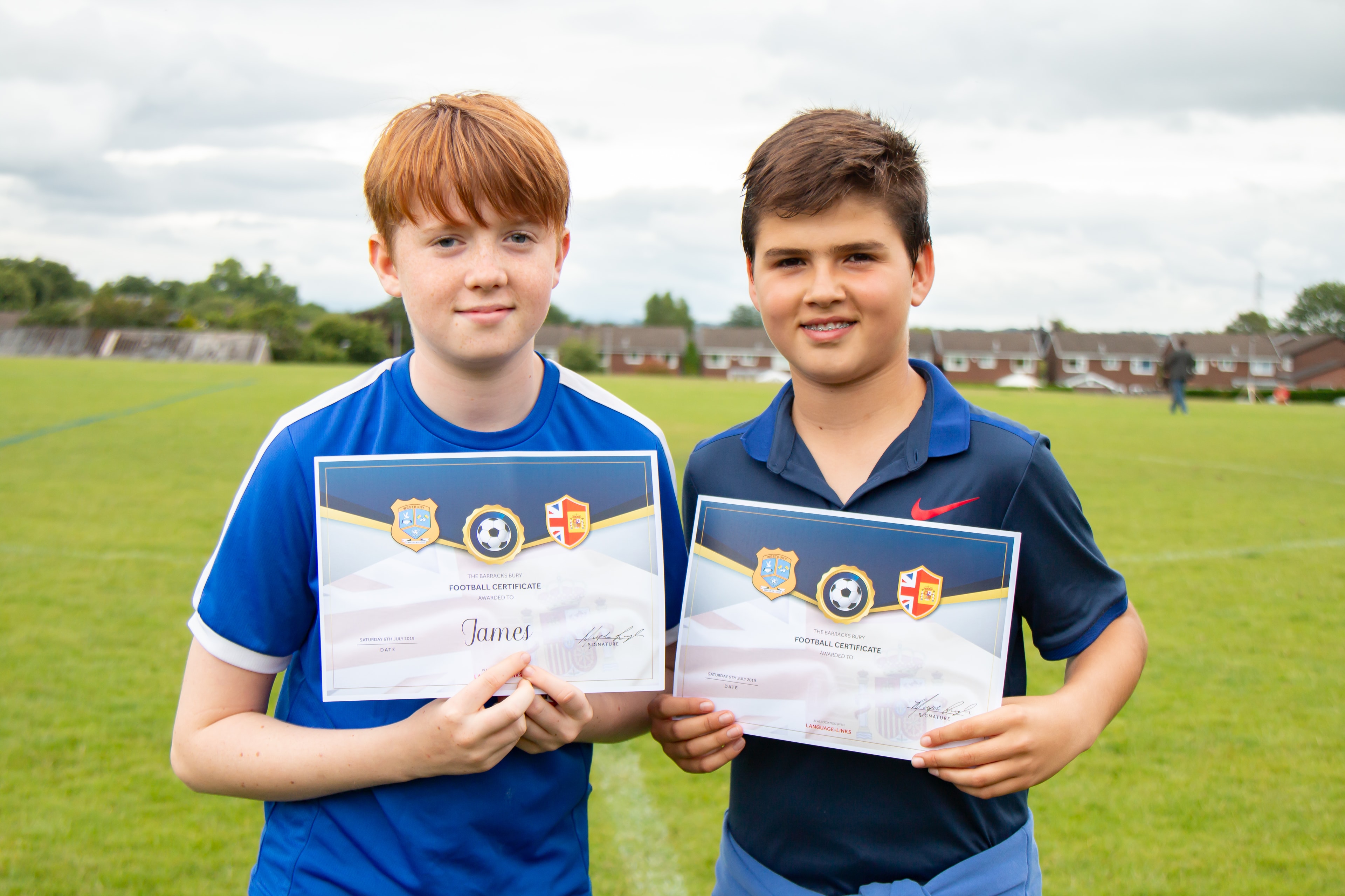 Students with football certificates